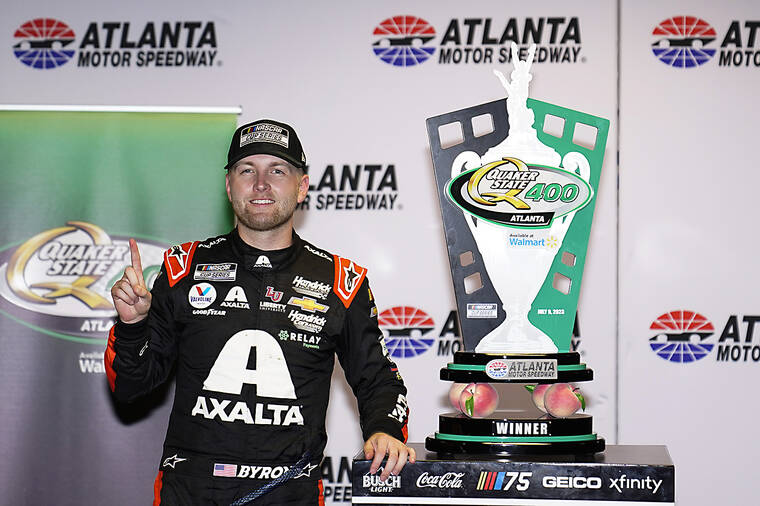 Byron wins rainshortened Atlanta NASCAR race for 4th win of season