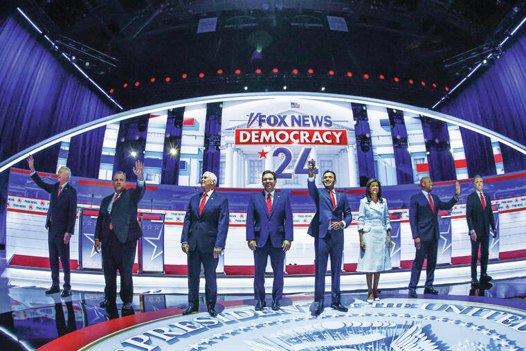 In first 2024 presidential debate, 8 GOP hopefuls mostly target Biden