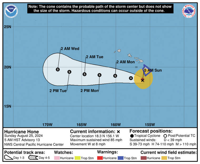 Hone 7 a.m. update Hone strengthens into hurricane; flash flood