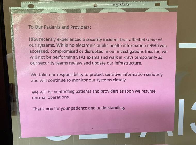 Hawaii Radiologic shut down by ‘security incident’